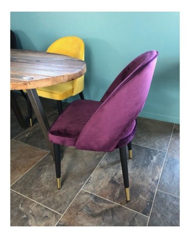 Chaise de salle a manger en velours violet