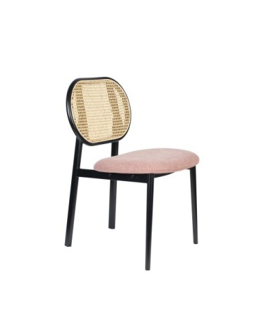 Chaise en tissu et cannage rose