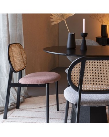 Chaise en tissu et cannage rose