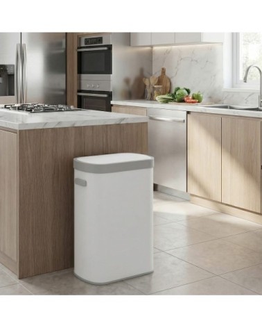 Poubelle de cuisine automatique 50 l couvercle à fermeture blanc