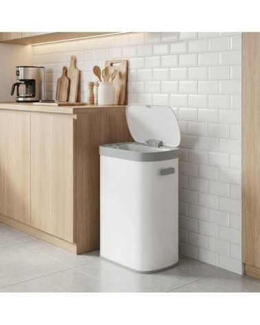 Poubelle de cuisine automatique 50 l couvercle à fermeture blanc