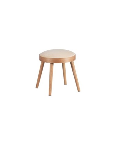 Tabouret en bois et velours pieds naturels beige