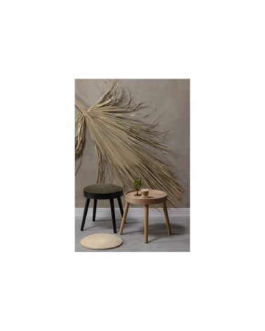 Tabouret en bois et velours pieds naturels beige