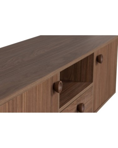 Meuble TV 2 portes 1 tiroir en bois foncé