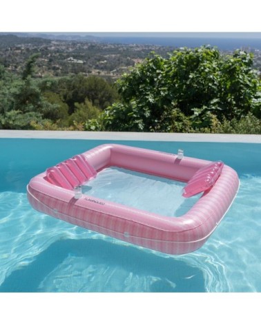 Matelas gonflable double PVC avec maille rose