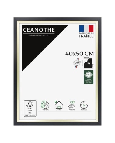 Cadre photo noir doré 40x50 cm résine recyclée