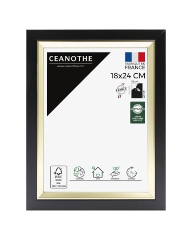 Cadre photo noir doré 18x24 cm résine recyclée