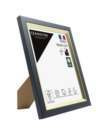 Cadre photo noir doré 18x24 cm résine recyclée