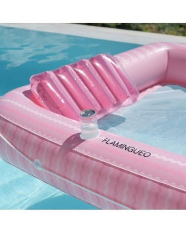 Matelas gonflable double PVC avec maille rose
