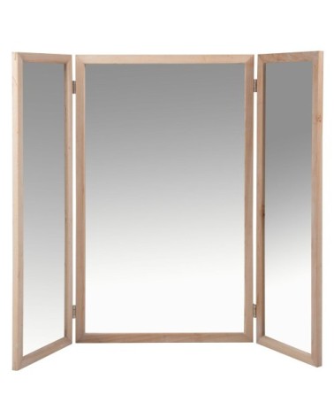 Miroir barbier, encadrement en bois beige 102x80