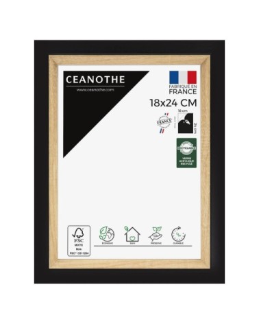 Cadre photo bois noir 18x24 cm résine recyclée