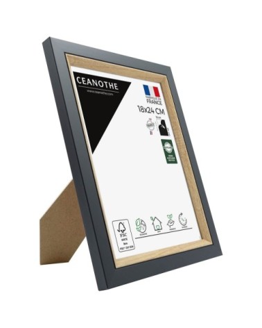 Cadre photo bois noir 18x24 cm résine recyclée