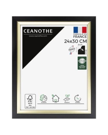 Cadre photo noir doré 24x30 cm résine recyclée