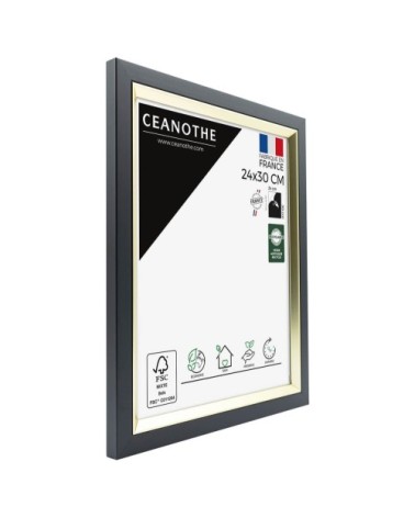 Cadre photo noir doré 24x30 cm résine recyclée