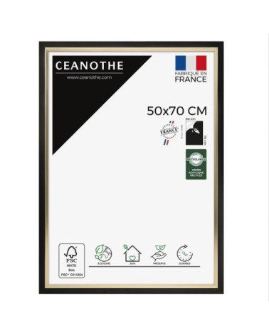 Cadre photo noir doré 50x70 cm résine recyclée