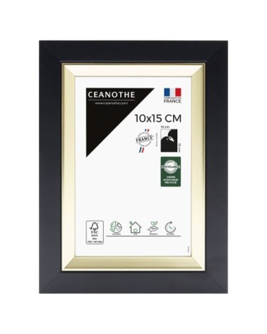 Cadre photo noir doré 10x15 cm résine recyclée