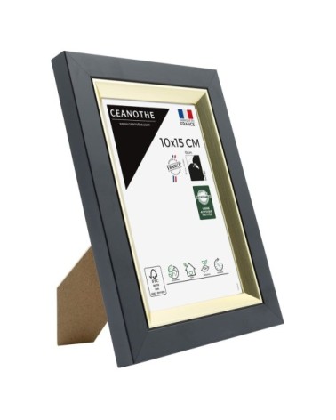 Cadre photo noir doré 10x15 cm résine recyclée