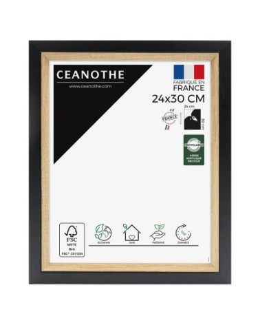 Cadre photo bois noir 24x30 cm résine recyclée