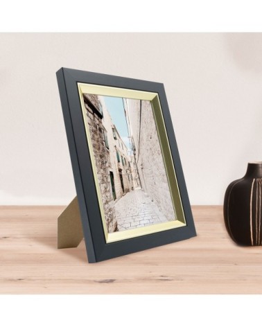 Cadre photo noir doré 13x18 cm résine recyclée