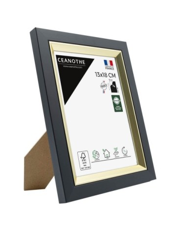 Cadre photo noir doré 13x18 cm résine recyclée