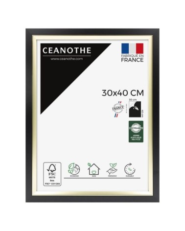 Cadre photo noir doré 30x40 cm résine recyclée