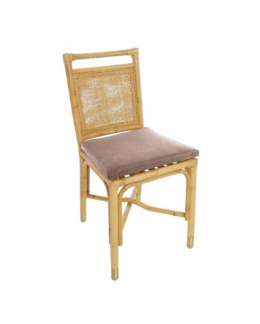 Chaise rotin et velours Rose pâle
