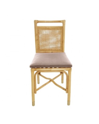 Chaise rotin et velours Rose pâle