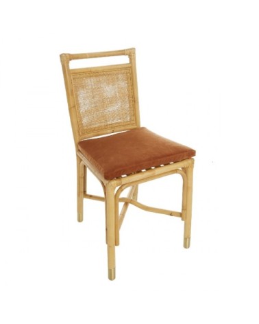 Chaise rotin et velours Orange