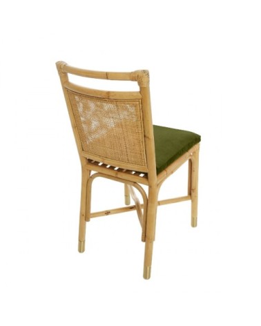 Chaise rotin et velours Vert olive