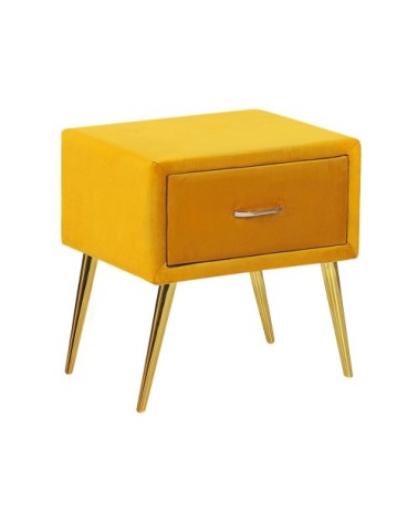 Table de chevet en velours jaune