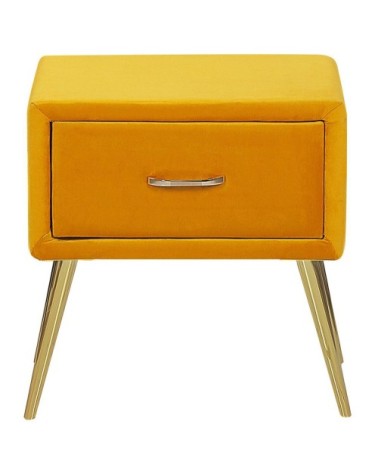 Table de chevet en velours jaune