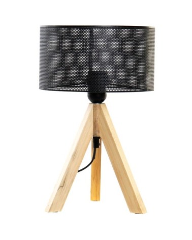 Lampe rétro en métal et bois 35 cm