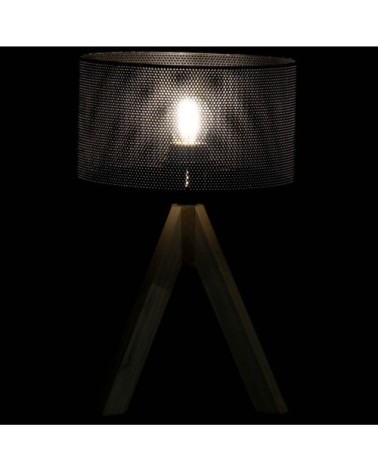 Lampe rétro en métal et bois 35 cm