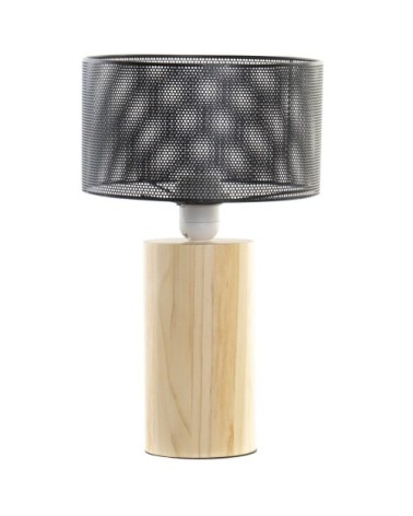 Lampe rétro en bois et métal 34 cm