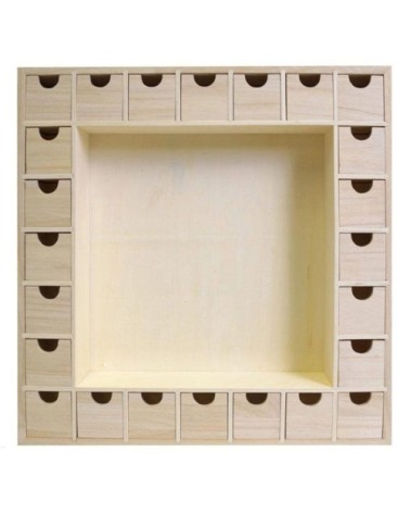Calendrier de l'Avent bois carré 39x39cm