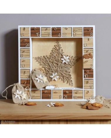 Calendrier de l'Avent bois carré 39x39cm