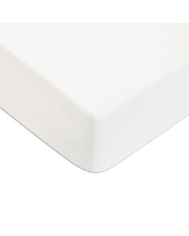 Drap housse en coton 57 fils uni blanc 160x200cm