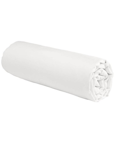 Drap housse en coton 57 fils uni blanc 160x200cm