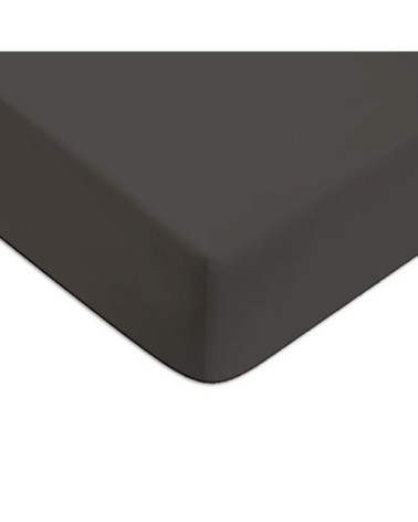 Drap housse en coton 57 fils uni gris souris 90x200cm