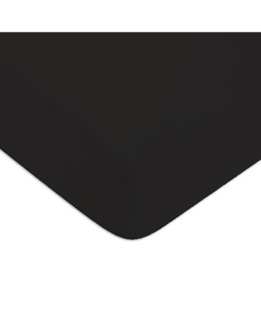 Drap housse en coton 57 fils uni noir 90x200cm