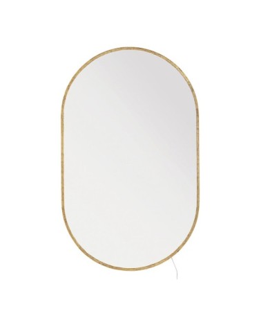 Miroir ovale avec led, métal fnition laiton 66x105