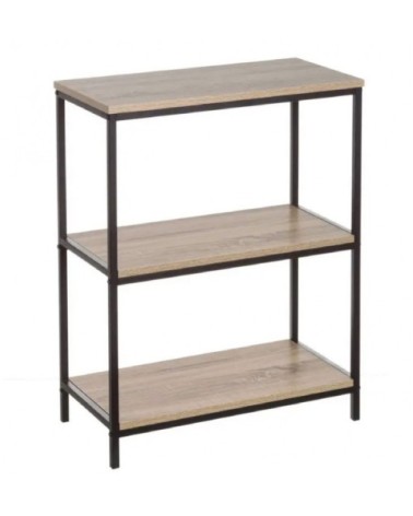 Étagère basse métal noir et bois H76cm