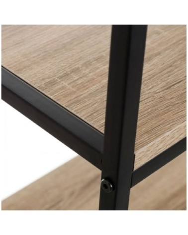 Étagère basse métal noir et bois H76cm