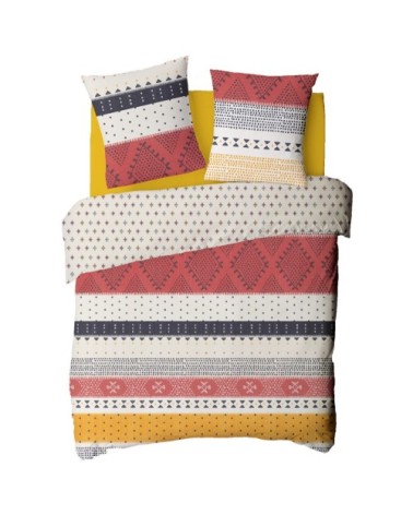 Parure de lit 2 personnes en polycoton 57 fils imprimé blanc 200x200cm