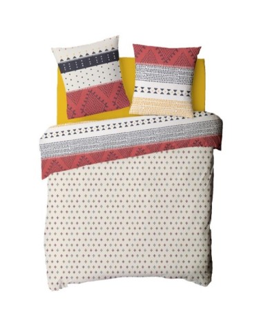 Parure de lit 2 personnes en polycoton 57 fils imprimé blanc 200x200cm