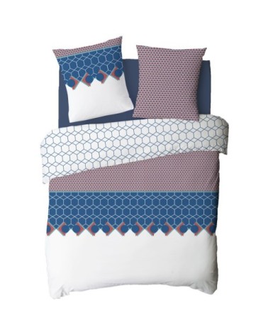 Parure de lit 2 personnes en coton 57 fils imprimé blanc 200x200cm