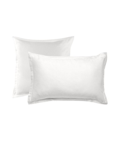 Taie d'oreiller en coton 57 fils unie blanc 50x70cm