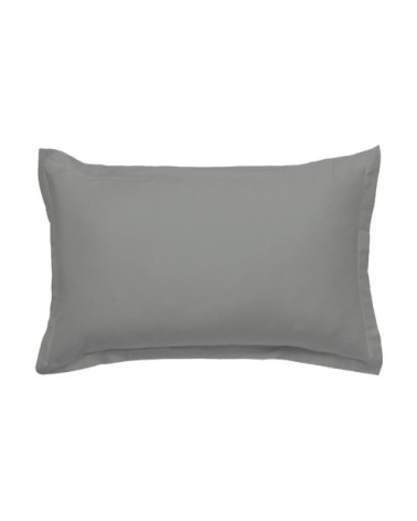 Taie d'oreiller en coton 57 fils unie gris lunaire 50x70cm