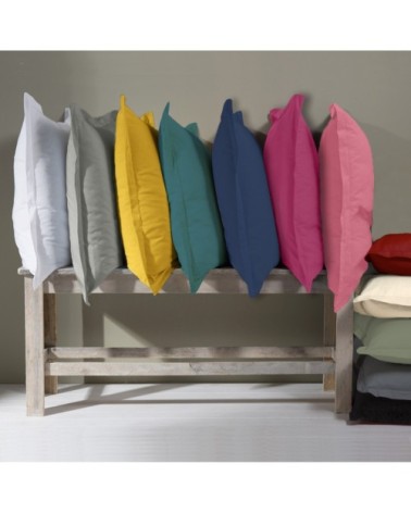 Taie d'oreiller en coton 57 fils unie gris lunaire 50x70cm