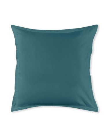 Taie d'oreiller en coton 57 fils unie bleu canard 64x64cm